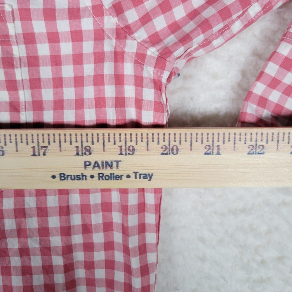 J.Crew Button Down Shirt Mens Medium Red/Pink Gingham Slim Untucked Flex Washed - Picture 4 of 14